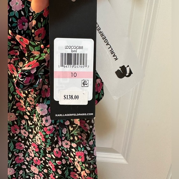 KARL LAGERFELD Women's PARIS Floral Print Wrap Midi Dress size 10 Nwt - Picture 8 of 11